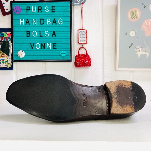 Prada Saffiano Mens Derby Oxford Luxury Leather Brown Lace Ups Size 9.5 - Picture 13 of 15